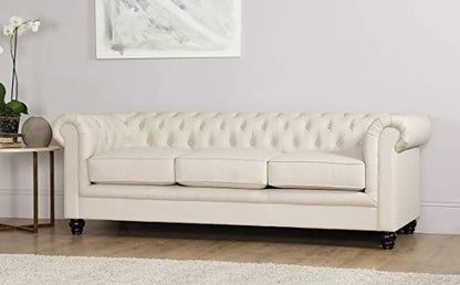 Chesterfield Sofa Set: Solid Wood Fabric 3 Seater Sofa Set