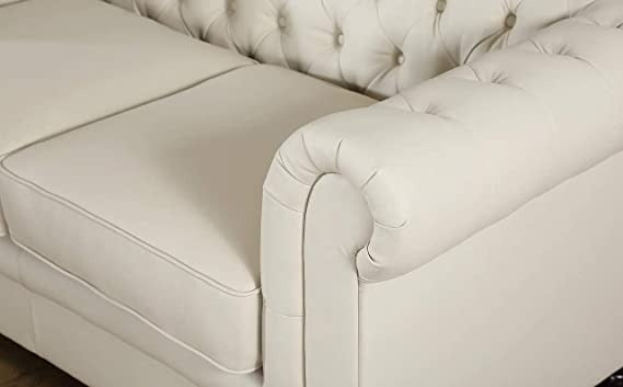 Chesterfield Sofa Set: Solid Wood Fabric 3 Seater Sofa Set