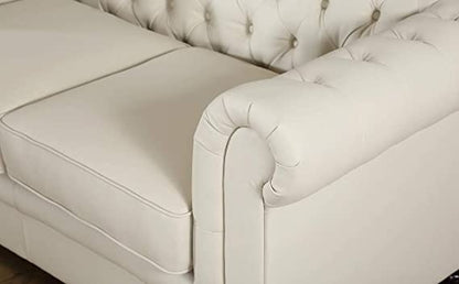 Chesterfield Sofa Set: Solid Wood Fabric 3 Seater Sofa Set