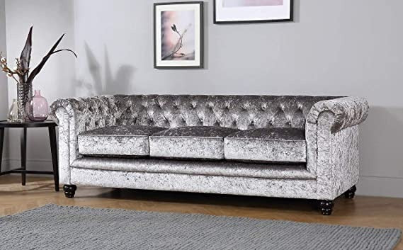 Chesterfield Sofa Set: Solid Wood Fabric 3 Seater Sofa Set
