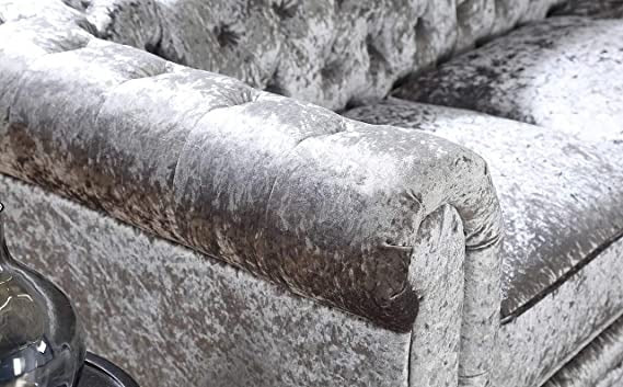Chesterfield Sofa Set: Solid Wood Fabric 3 Seater Sofa Set