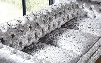 Chesterfield Sofa Set: Solid Wood Fabric 3 Seater Sofa Set