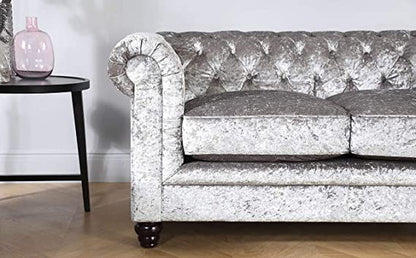 Chesterfield Sofa Set: Solid Wood Fabric 3 Seater Sofa Set