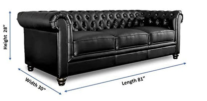Chesterfield Sofa Set: Solid Wood Fabric 3 Seater Sofa Set