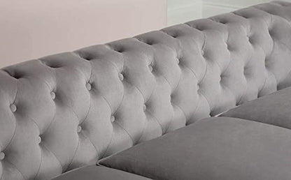 Chesterfield Sofa Set: Solid Wood Fabric 3 Seater Sofa Set
