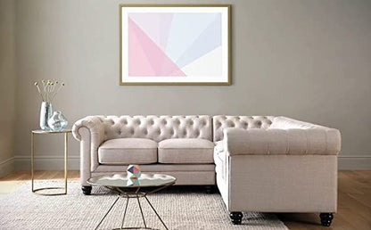 Chesterfield Sofa Set: Solid Wood Fabric 3 Seater Sofa Set