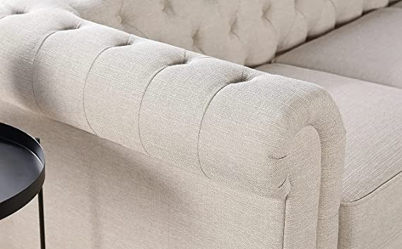 Chesterfield Sofa Set: Solid Wood Fabric 3 Seater Sofa Set