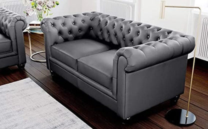 Chesterfield Sofa Set: Solid Wood Fabric 3 Seater Sofa Set