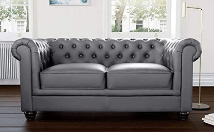 Chesterfield Sofa Set: Solid Wood Fabric 3 Seater Sofa Set