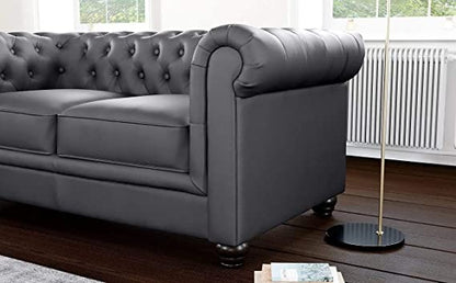 Chesterfield Sofa Set: Solid Wood Fabric 3 Seater Sofa Set