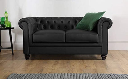 Chesterfield Sofa Set: Solid Wood Fabric 3 Seater Sofa Set