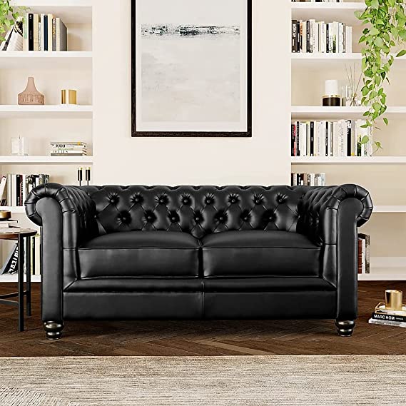 Chesterfield Sofa Set: Solid Wood Fabric 3 Seater Sofa Set