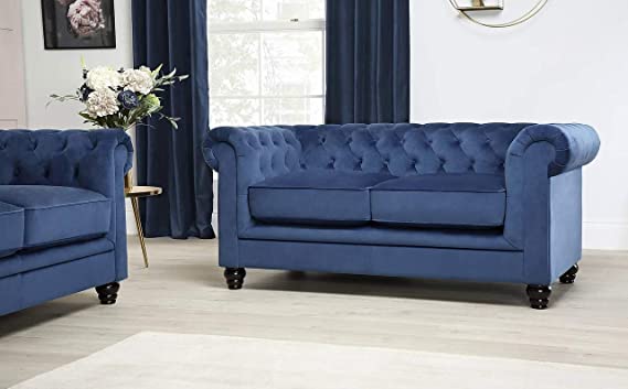 Chesterfield Sofa Set: Solid Wood Fabric 3 Seater Sofa Set