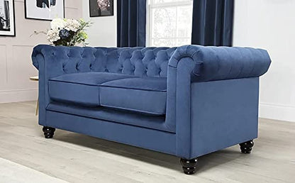 Chesterfield Sofa Set: Solid Wood Fabric 3 Seater Sofa Set