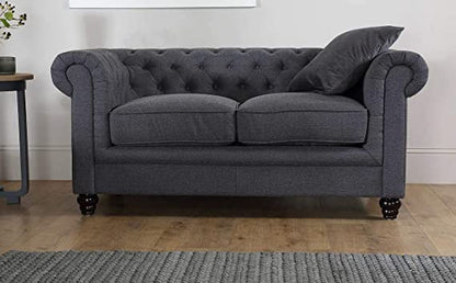 Chesterfield Sofa Set: Solid Wood Fabric 3 Seater Sofa Set