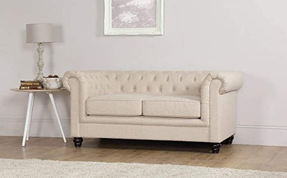 Chesterfield Sofa Set: Solid Wood Fabric 3 Seater Sofa Set