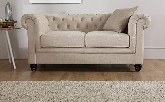 Chesterfield Sofa Set: Solid Wood Fabric 3 Seater Sofa Set