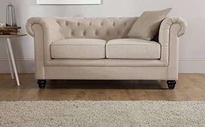 Chesterfield Sofa Set: Solid Wood Fabric 3 Seater Sofa Set