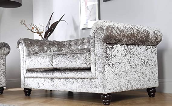 Chesterfield Sofa Set: Solid Wood Fabric 3 Seater Sofa Set