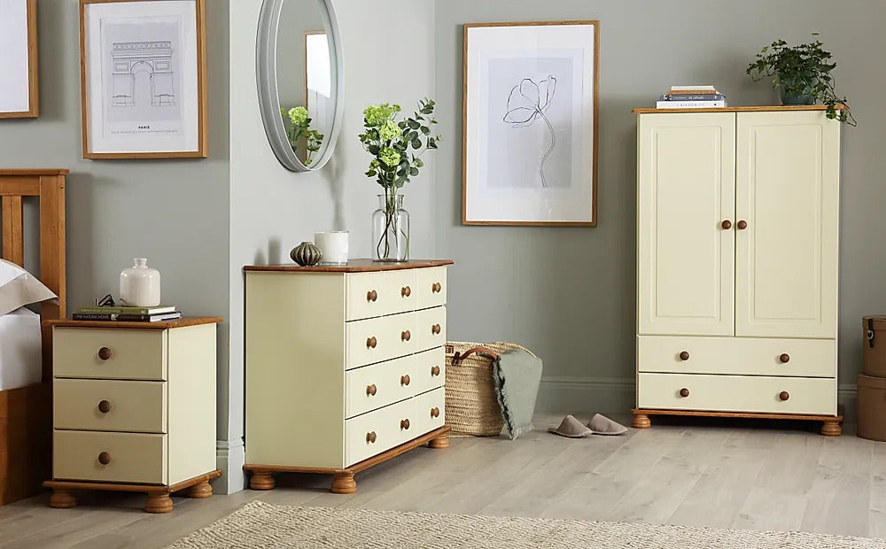 Chest of Drawers Cream and Pine 9 Drawer-1