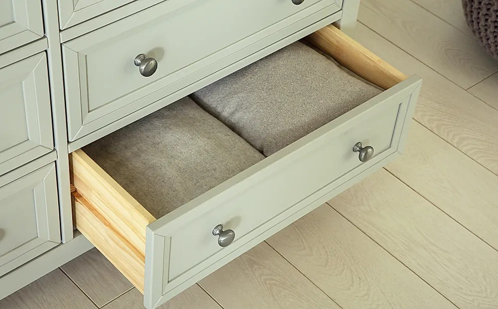 Chest of Drawers Grey Wide 6 Drawer