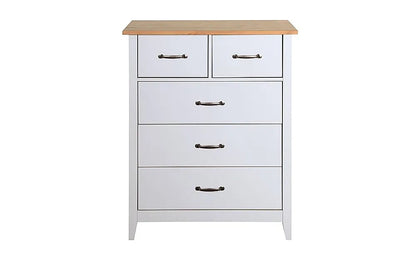  Chest of Drawers: Grey and Oak 5 Drawer Chest of Drawers
