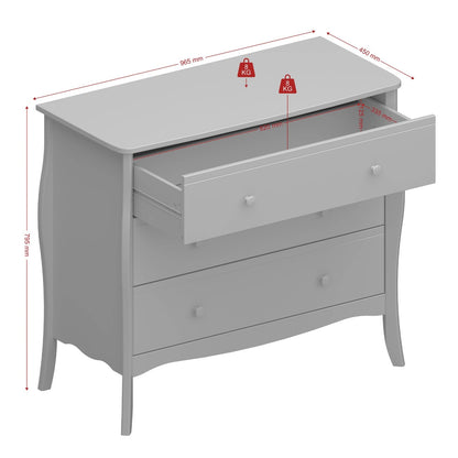 Chest of Drawers White 3 Drawer