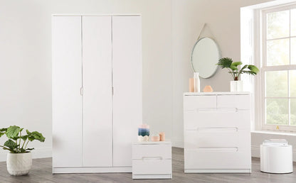 Chest of Drawers: White High Gloss 3 Drawer Chest of Drawers