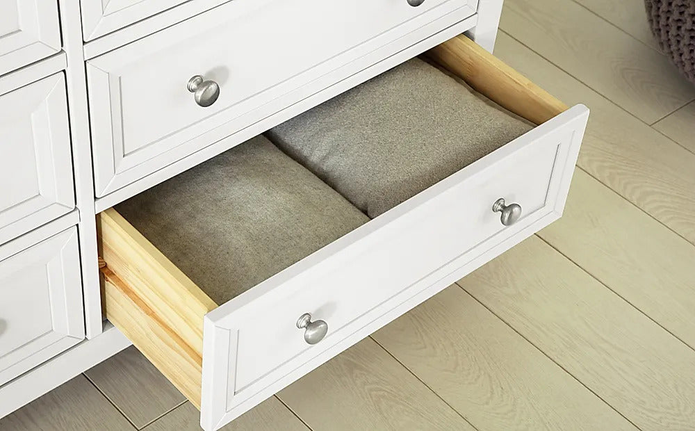  Chest of Drawers: White Wide 6 Drawer Chest of Drawers