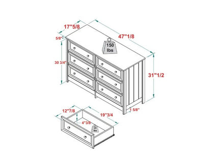 Chest of Drawers White Wide 6 Drawer Chest of Drawers