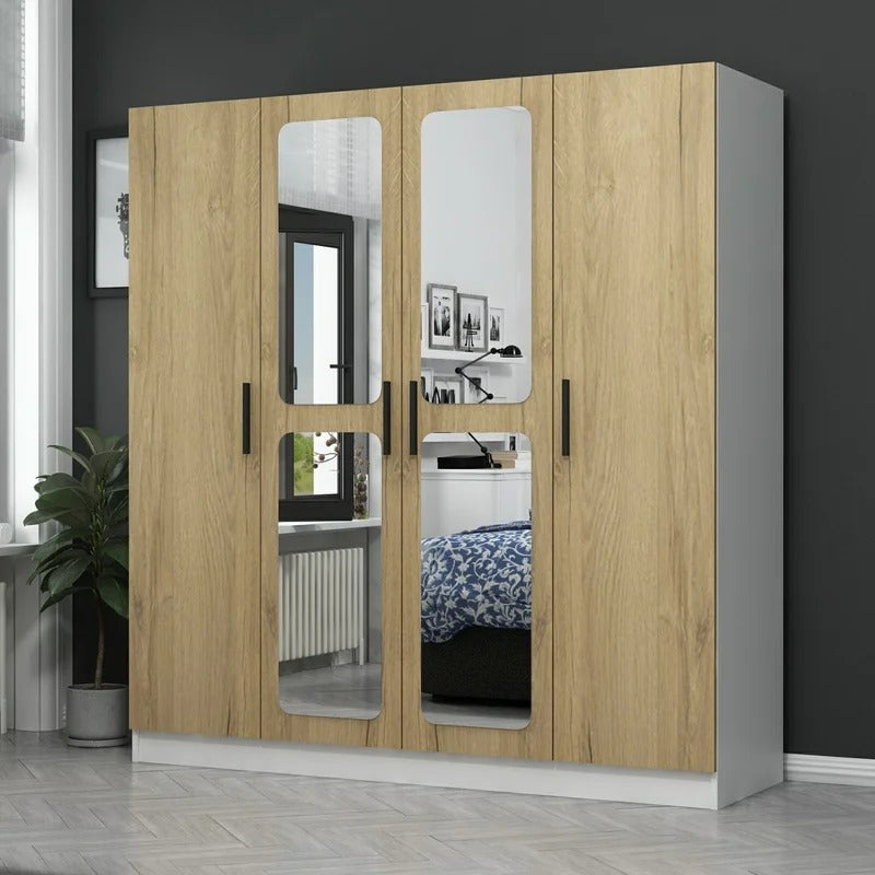 4 Door Wardrobe: Classical 4 Door Manufactured Wood Wardrobe