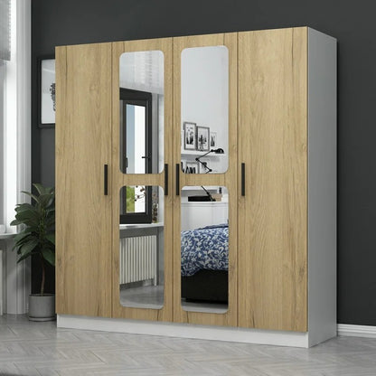 4 Door Wardrobe: Classical 4 Door Manufactured Wood Wardrobe