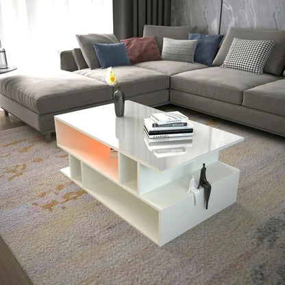 Coffee Table: Floor Shelf Coffee Table with Storage