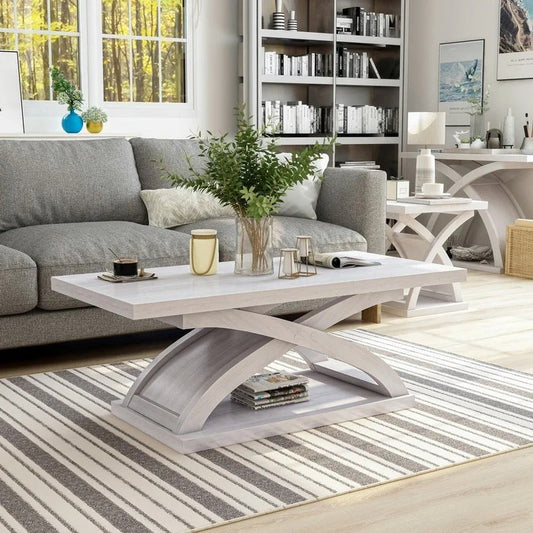 Coffee Table: Floor Shelf Coffee Table with Storage
