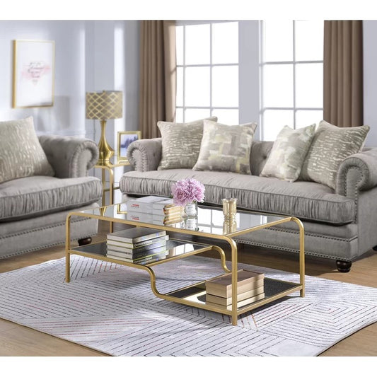 Coffee Table: Glass Coffee Table with Storage