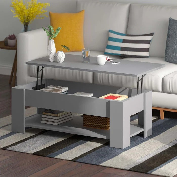 Coffee Table: Lift Top Frame Coffee Table with Storage