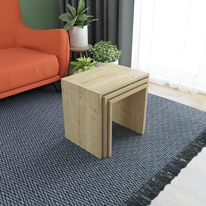 Coffee Table Set : 17.7'' Tall Floor Shelf Nesting Tables