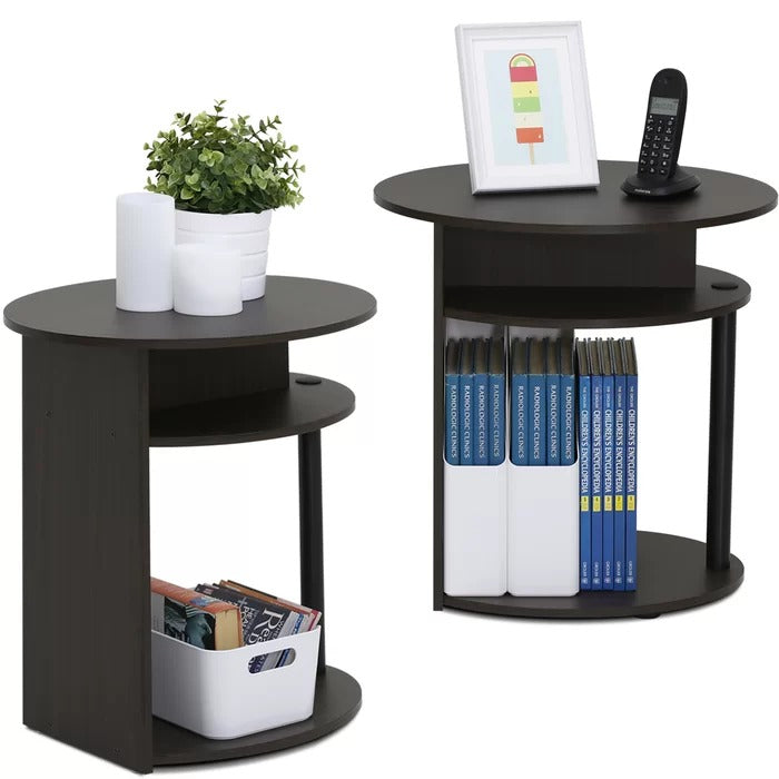 Coffee Table Set: 20.3'' Tall Floor Shelf End Table Set