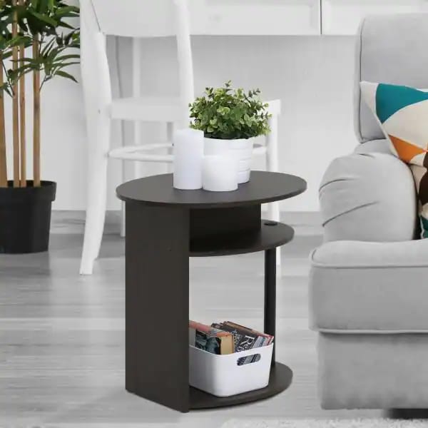 Coffee Table Set: 20.3'' Tall Floor Shelf End Table Set
