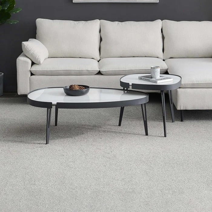 Coffee Table Set: 2 Piece Stone Coffee Table Set