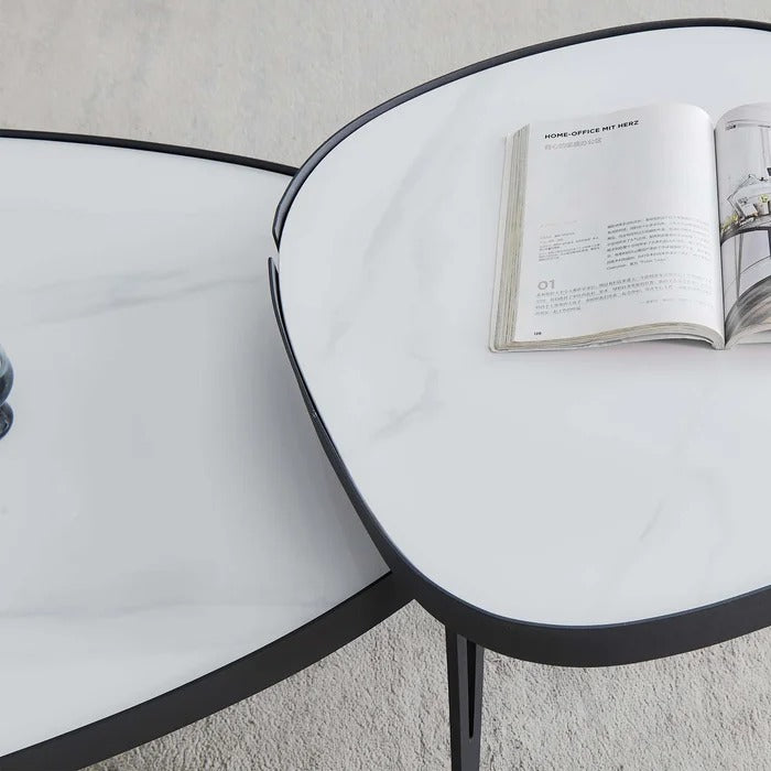 Coffee Table Set: 2 Piece Stone Coffee Table Set