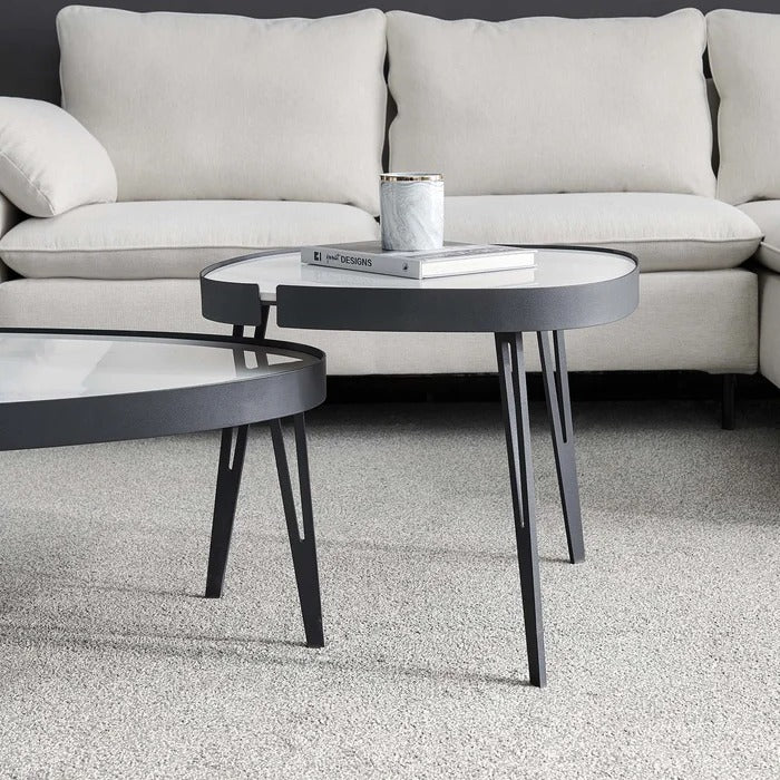 Coffee Table Set: 2 Piece Stone Coffee Table Set