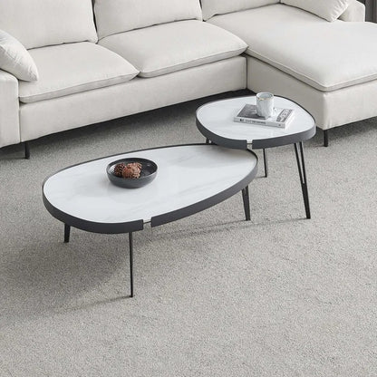 Coffee Table Set: 2 Piece Stone Coffee Table Set