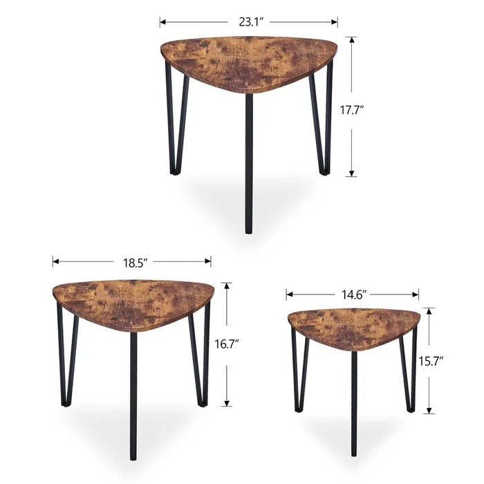 Coffee Table Set: 3 Legs 3 Wooden Tables