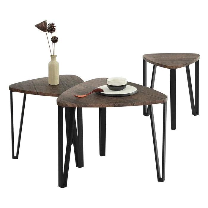 Coffee Table Set: 3 Legs 3 Wooden Tables