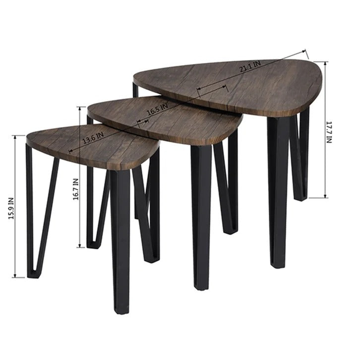 Coffee Table Set: 3 Legs 3 Wooden Tables