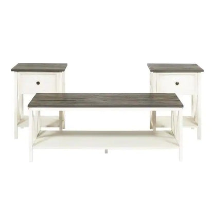 Coffee Table Set: 3 Piece White Coffee Table Set