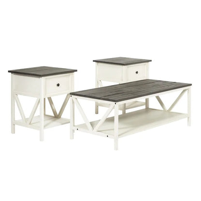 Coffee Table Set: 3 Piece White Coffee Table Set
