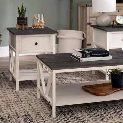 Coffee Table Set: 3 Piece White Coffee Table Set