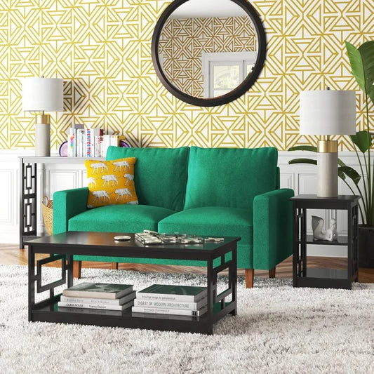 Coffee Table Set: Black 3 Piece Coffee Table Set